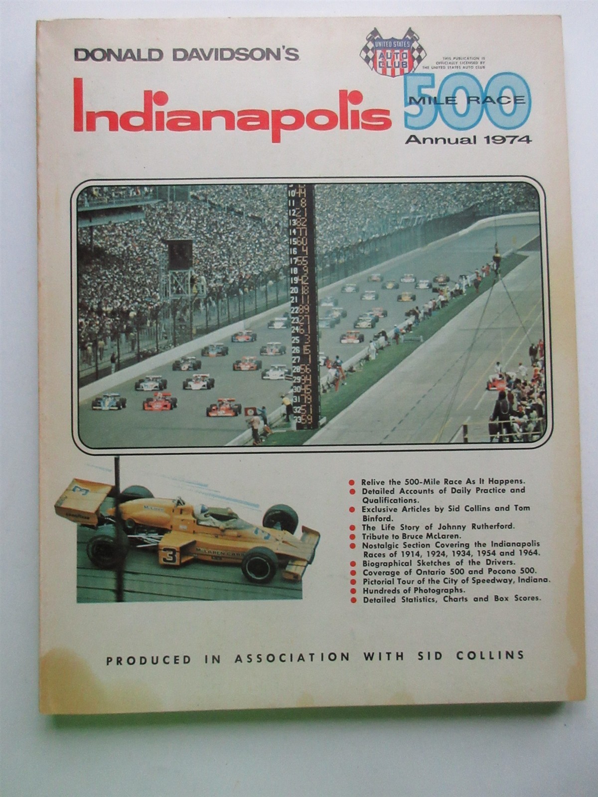 1974 Donald Davidson’s Indianapolis Indy 500 mile race annual report and history