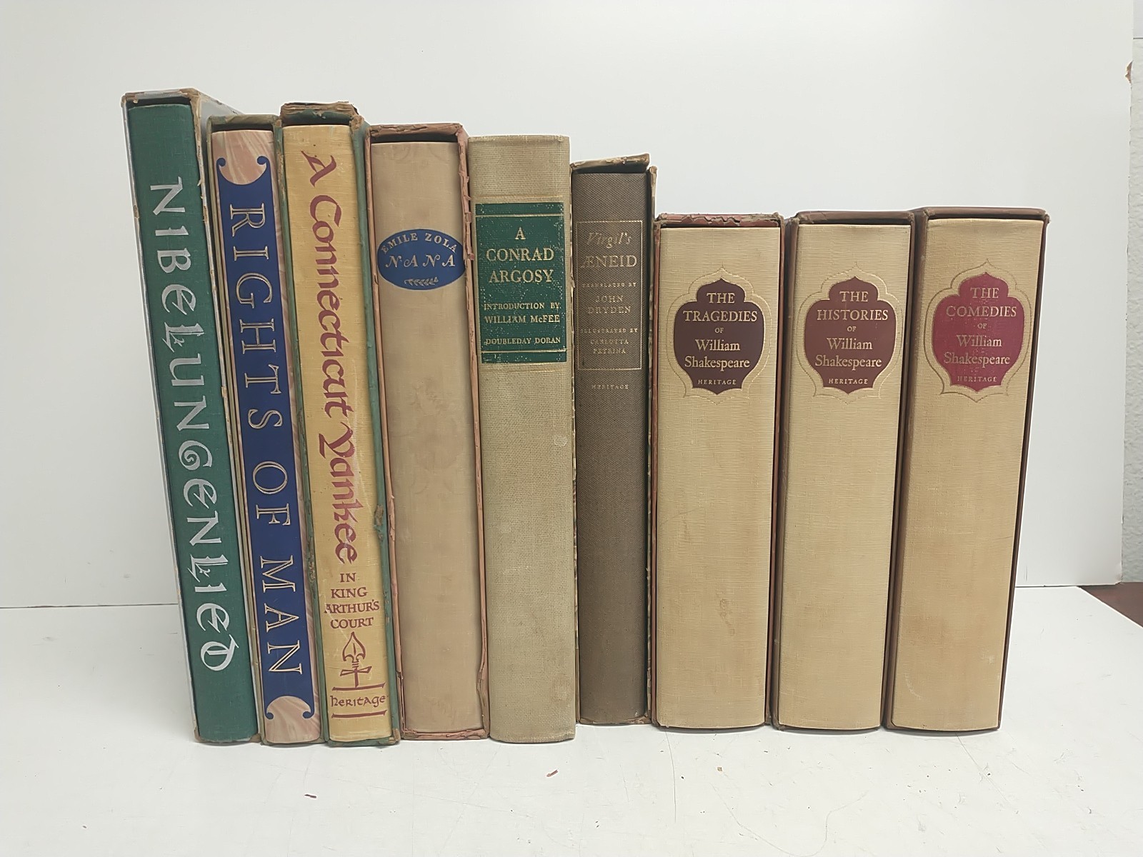 Vintage The Heritage Press Lot Of 8 Books W/ Slipcase Shakespeare Twain and More