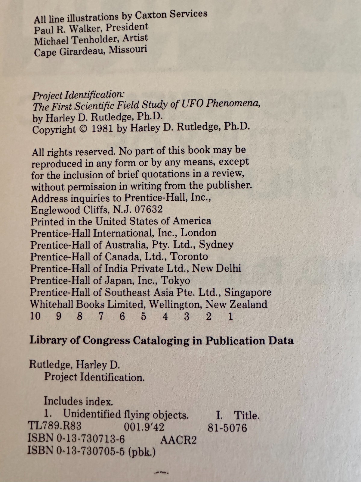 Project Identification The First Scientific Field Study 1st ed Harley Rutledge