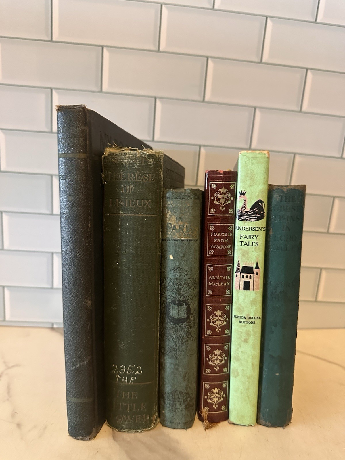 Antique Vintage Hardcover Books Lot of 6 Green/ RedShades Staging Decor