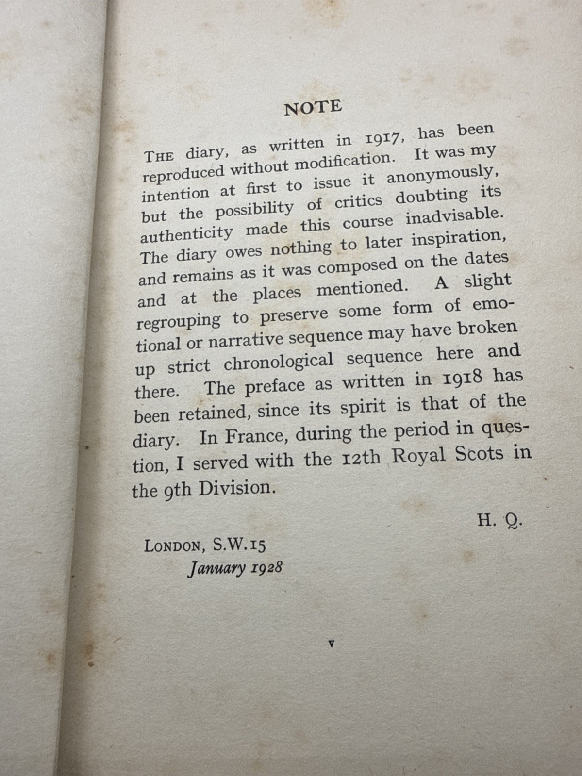 Passchendaele and the Somme A Diary of 1917 (Hugh Quigley 1928 12th Royal Scots