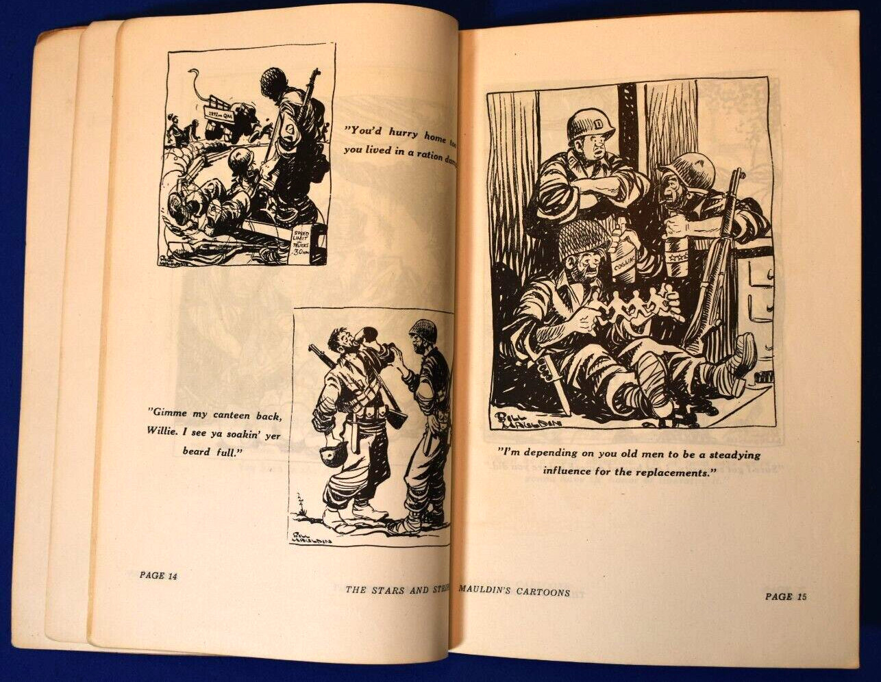 THIS DAMN TREE LEAKS, WAR CARTOONS, by Sgt. Bill Mauldin. Italy, 1945 pic. wraps