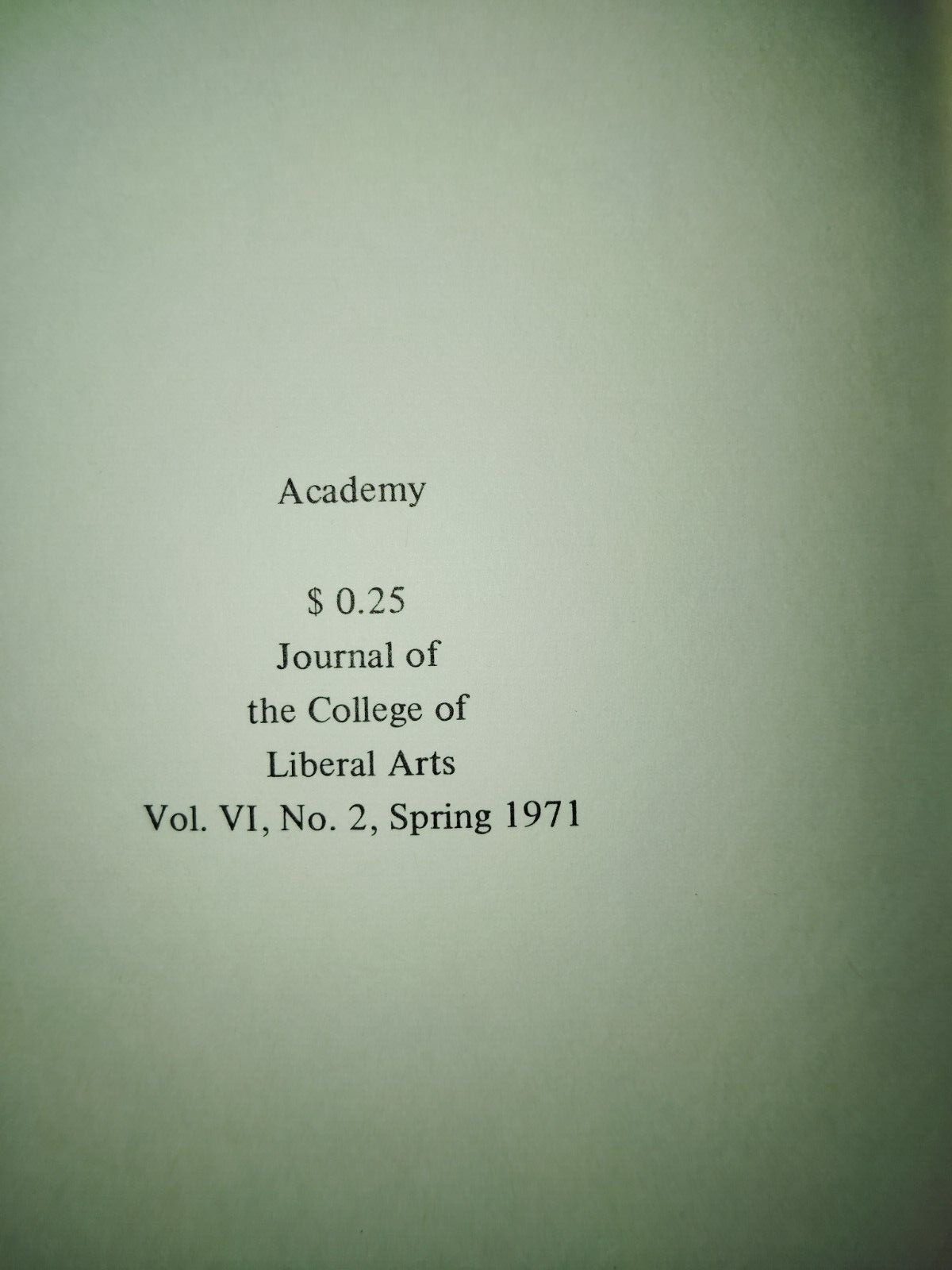 Academy Vol 6 #2 Spring 1971 Malcolm on Hemingway w/editor signature