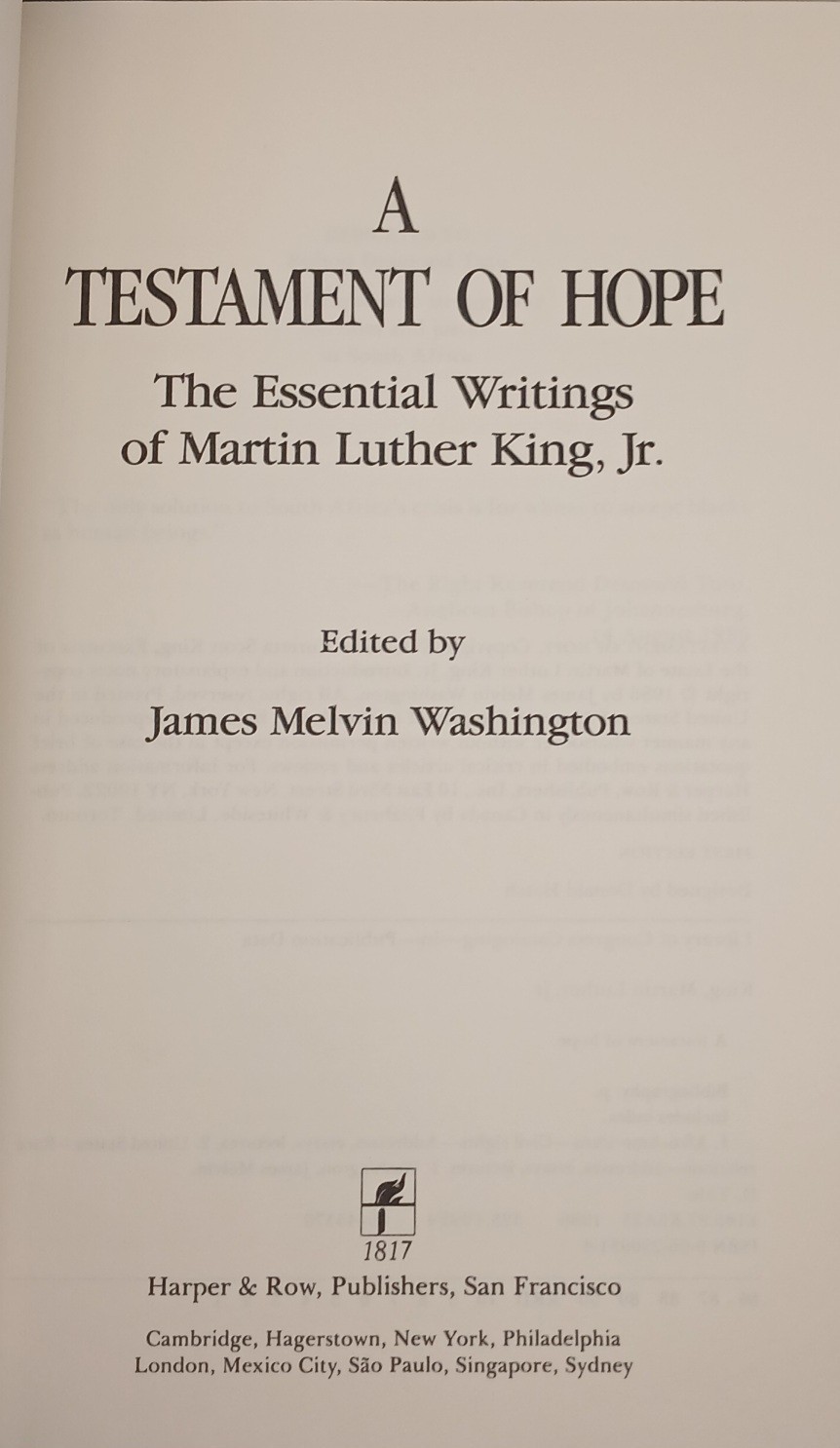 A Testament Of Hope The Essential Writings Of Martin Luther King Jr.