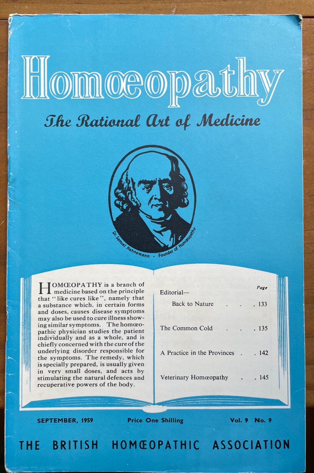 HOMOEOPATHY: BRITISH HOMOEOPATHIC ASSN – ALTERNATIVE NATURAL MEDICINE, Sept 1959