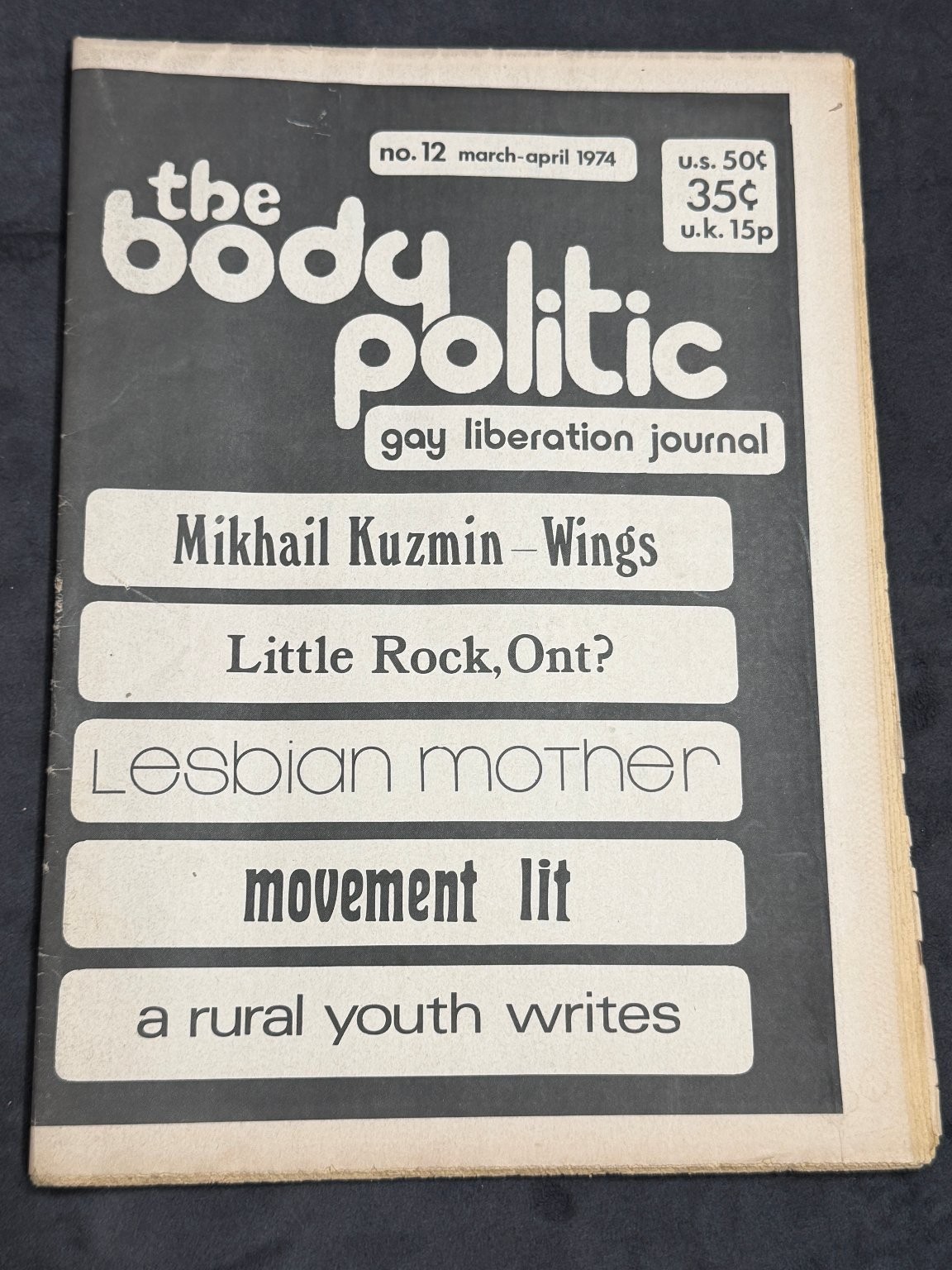 The Body Politic No. 12 Gay Liberation Journal March-April 1974 LGBTQ+