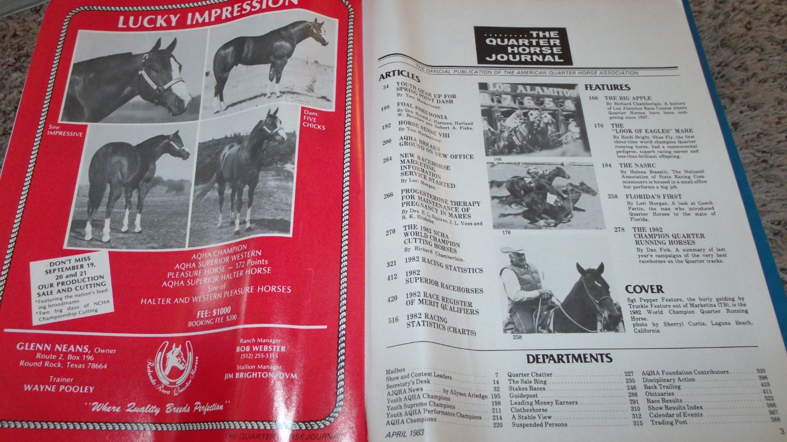 APRIL 1983 QUARTER HORSE JOURNAL AQHA BOOK MAGAZINE ANNUAL RACING RACE EDITION