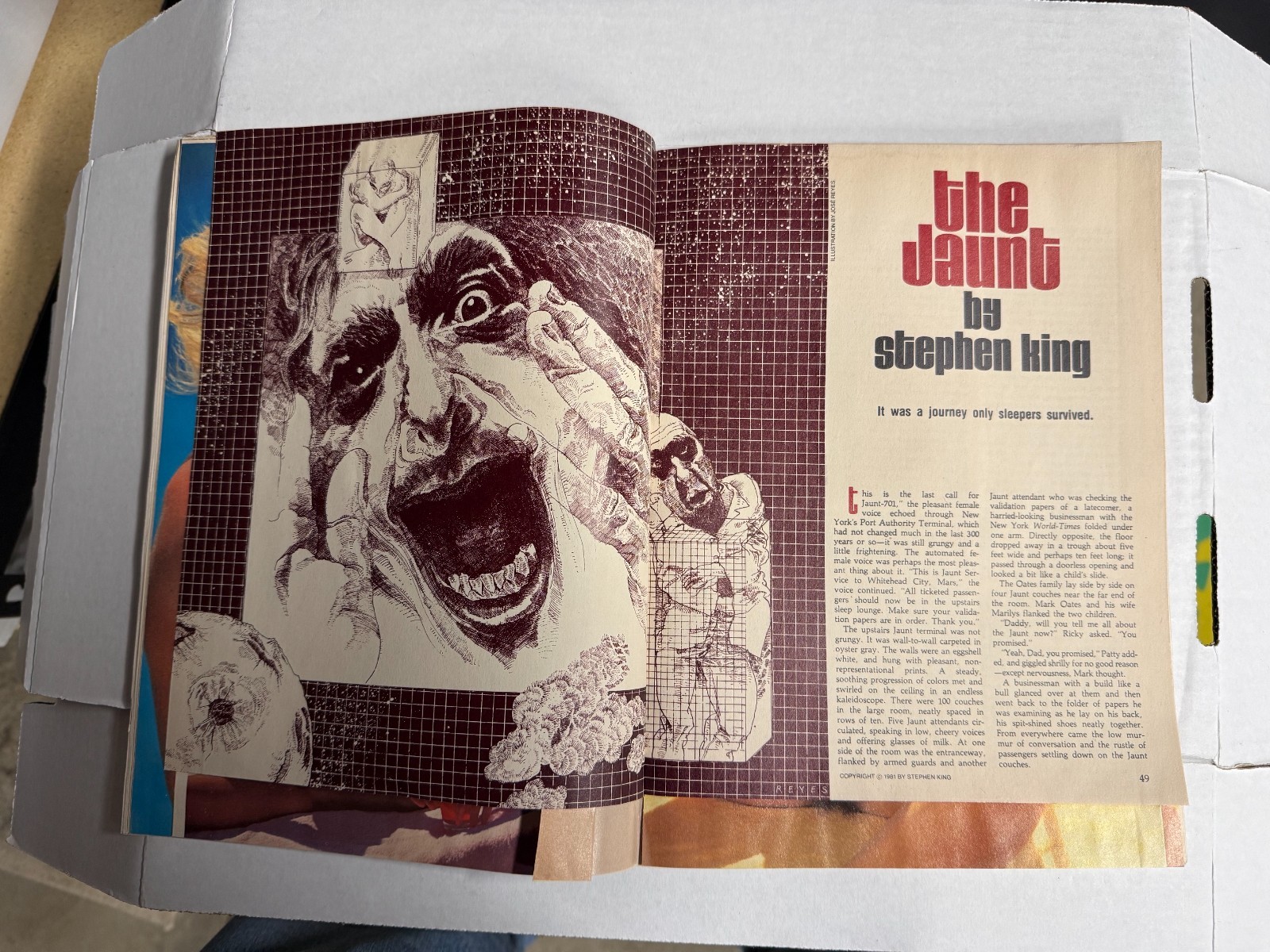 Stephen King story-The Jaunt-in a pull-out section of Gallery Magazine Dec. 1981