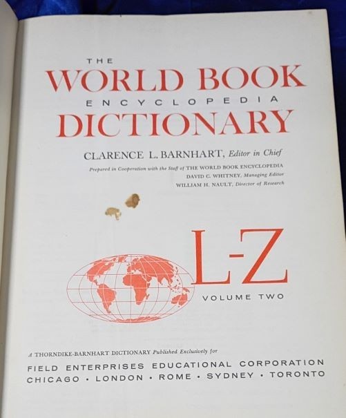 The World Book Encyclopedia Dictionary, Complete 2 Vol Set 1964 Hardcover A-Z