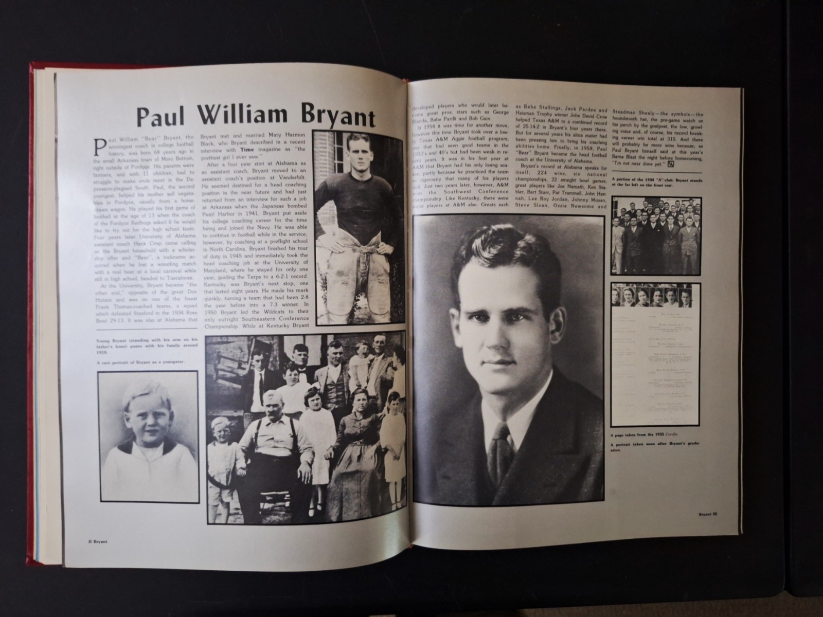 1982 University of Alabama Yearbook BEAR BRYANT’S LAST YEAR -Facsimile Signature