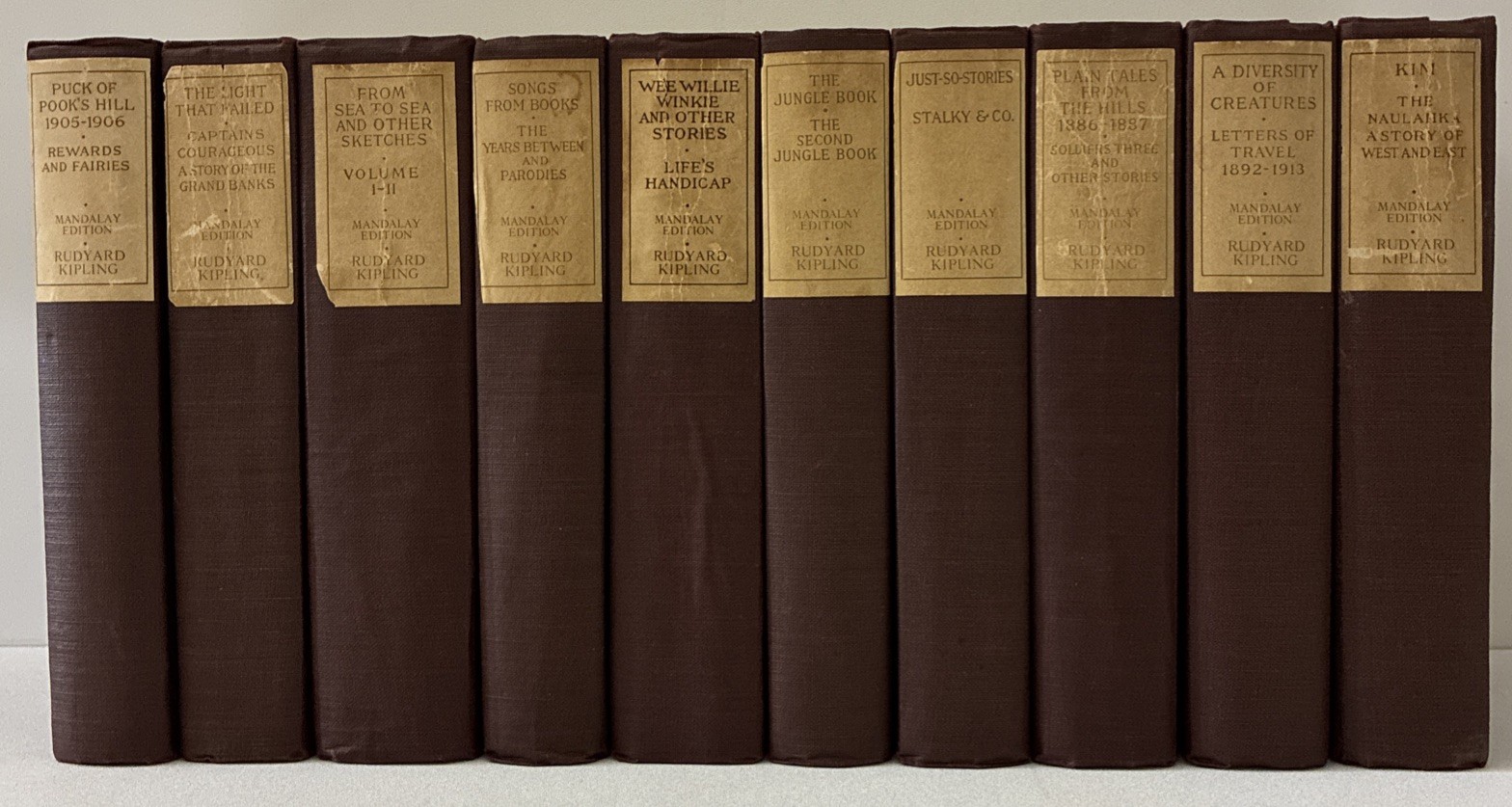 Partial Set 10 Vols The Mandalay Edition of the Works of Rudyard Kipling 1925 GD