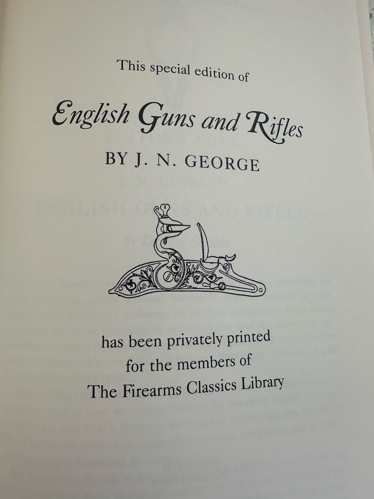 English Guns and Rifles J N George Leather Firearms Classics Library 1999 Sp Ed
