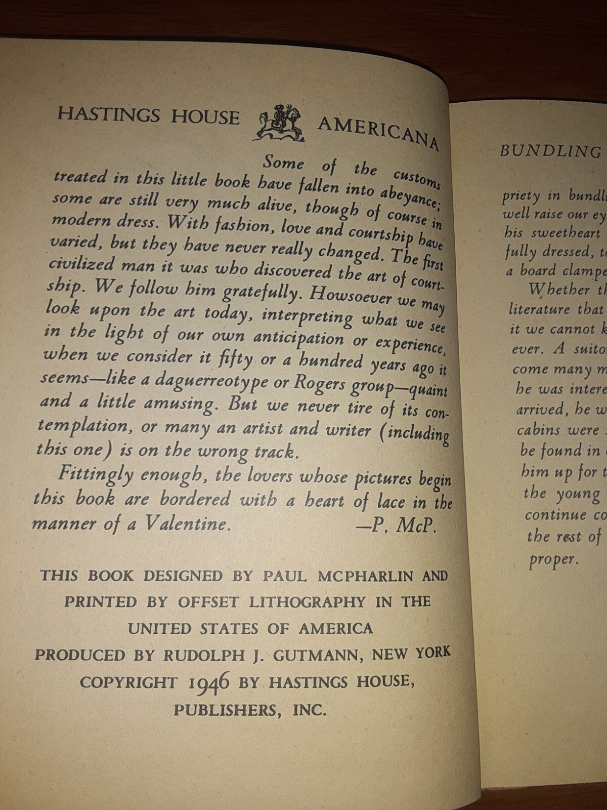 LOVE AND COURTSHIP IN AMERICA by Paul McPharlin 1946 Hastings House HC w/ DJ
