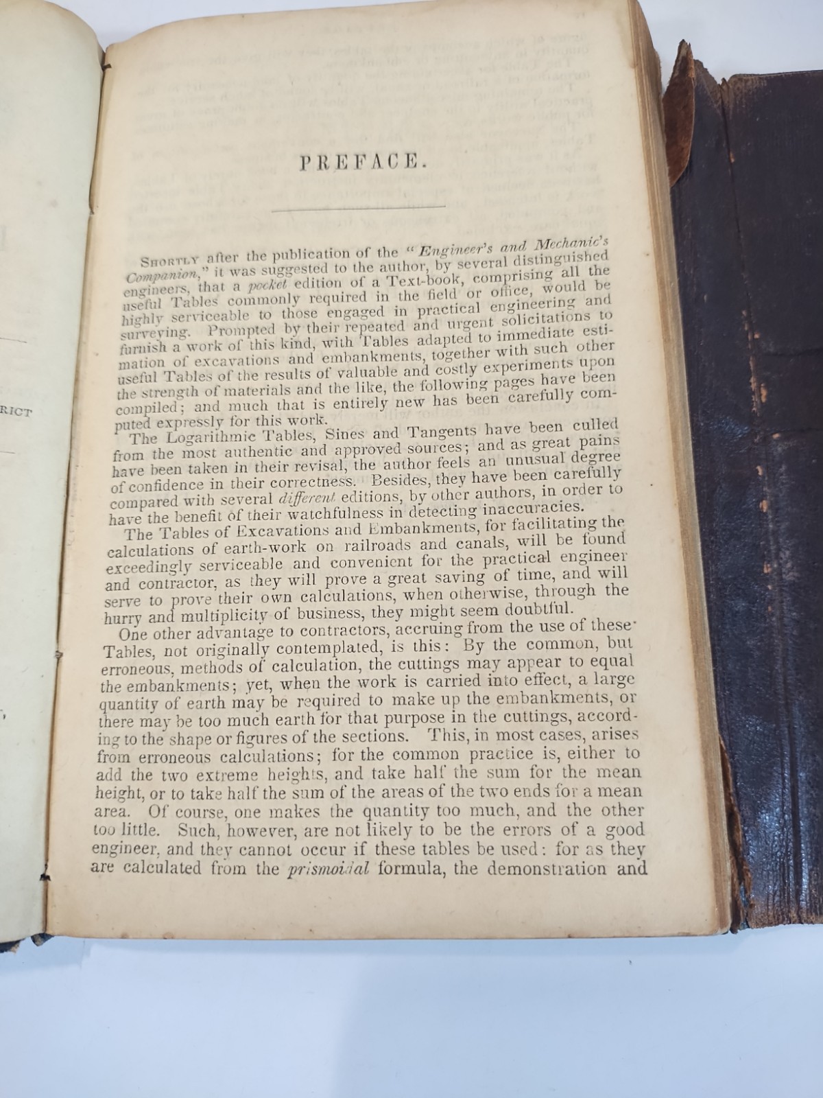 1847 Antique J M Scribner Engineers Pocket Table Book Leather Flap Original RARE