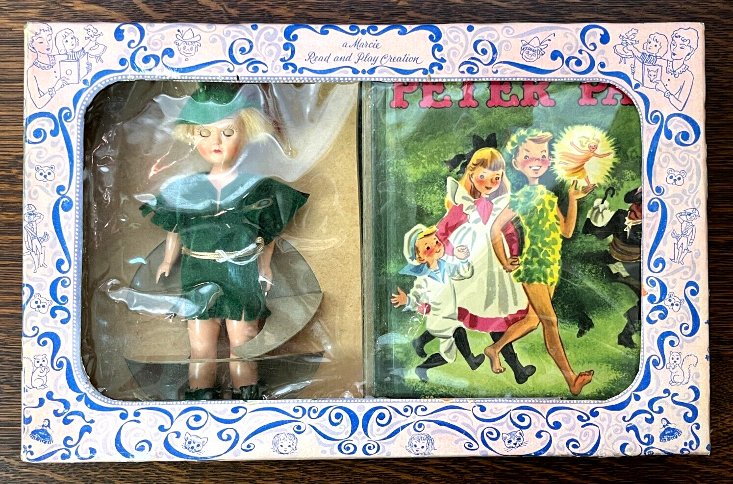 PETER PAN ~ MINT ~ 1950’s Marcie children’s Wonder Book & Doll Combination, rare