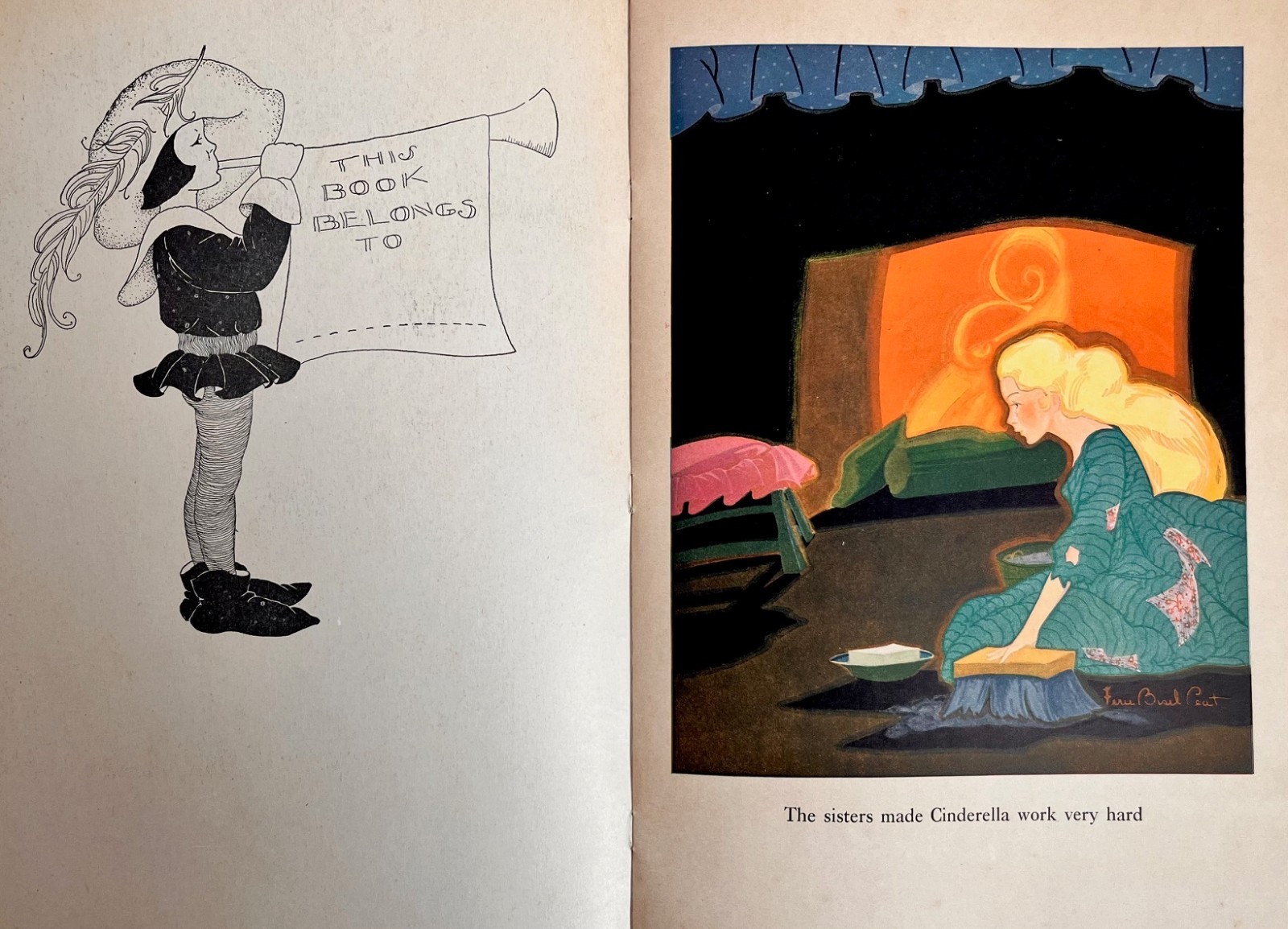 1931 CINDERELLA – Beautiful Illus. by Fern Bisel Peat – Hardy & Bradbury Edition