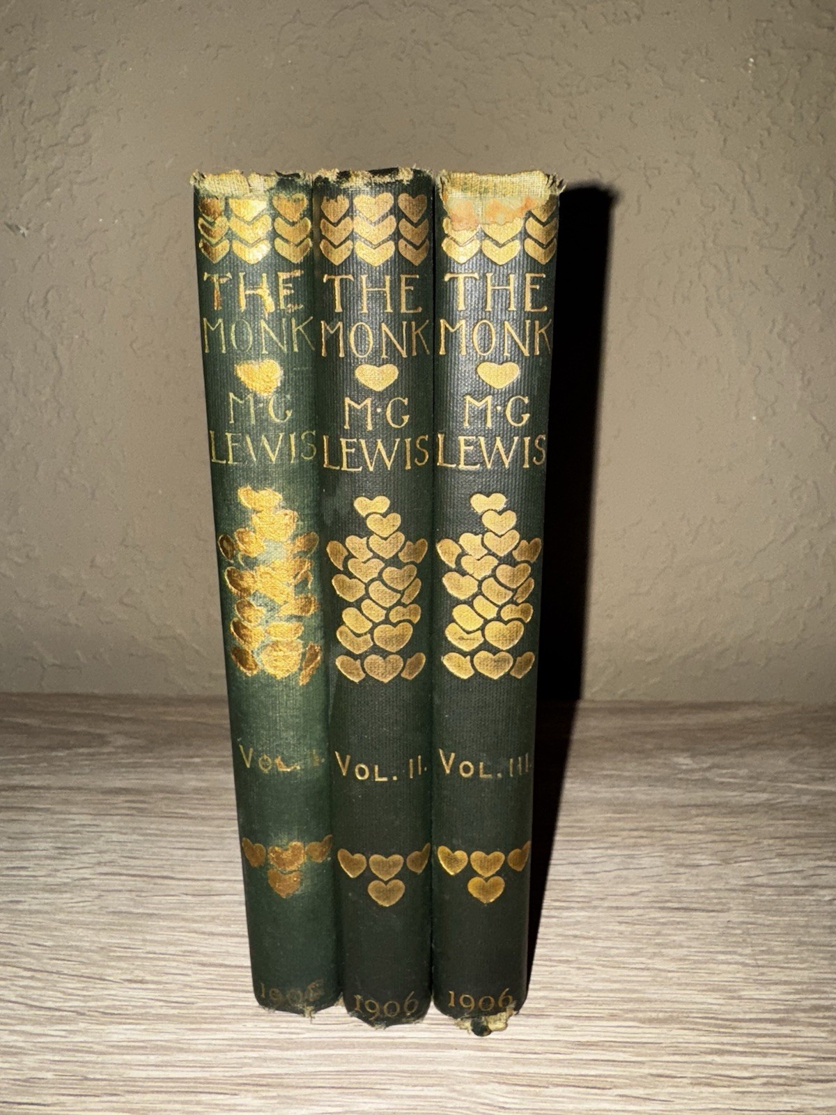 MG Lewis The Monk Illustrated 3 Volume set Gothic Horror Novel Antique
