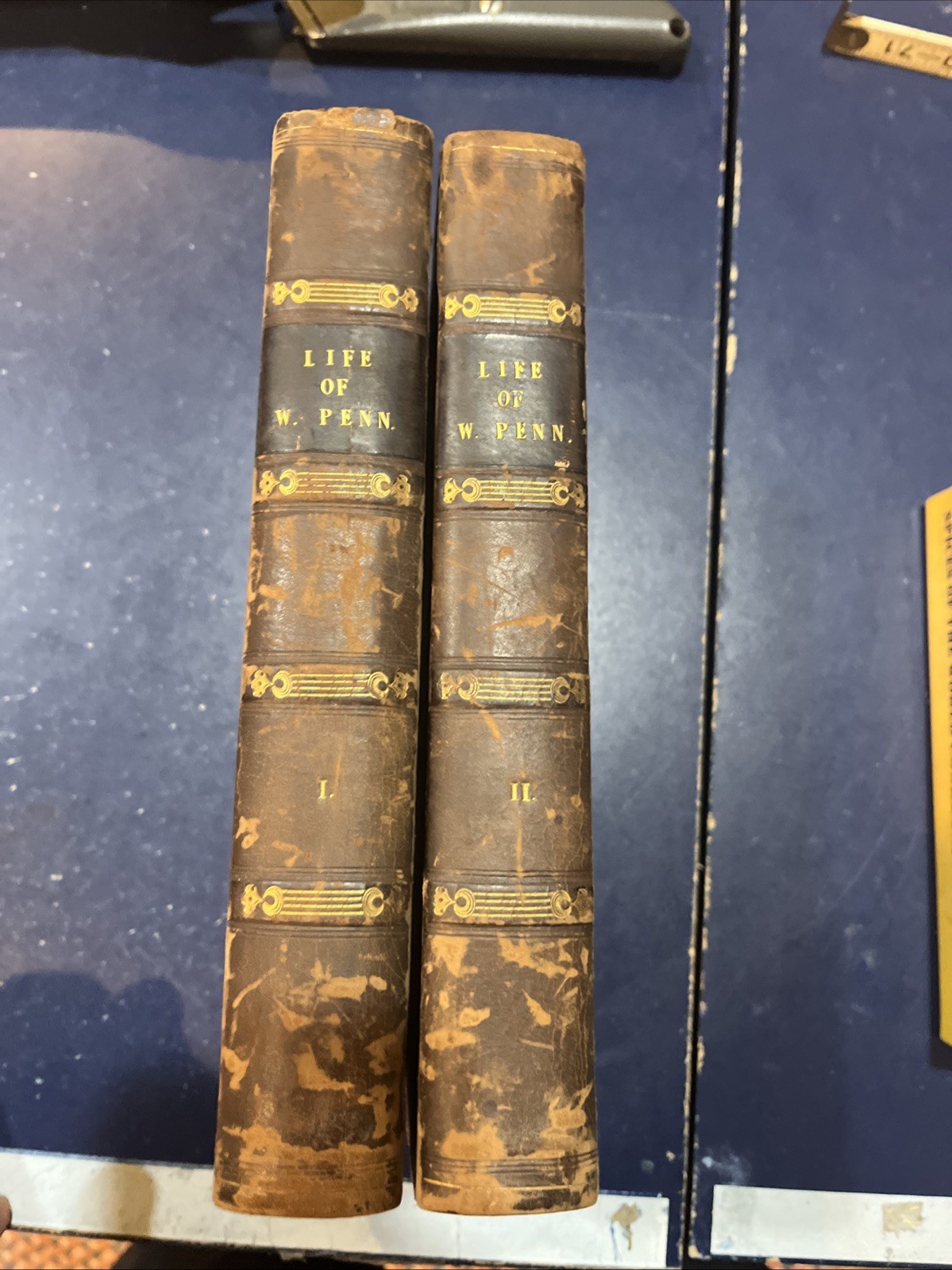 Memoirs of William Penn Vol I & II, Thomas Clarkson — 1813 Leather & Marbled HC