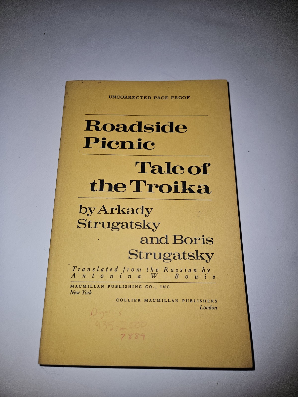 UNCORRECTED PROOF ROADSIDE PICNIC Strugatsky Arkady Boris (David Hartwell Copy)