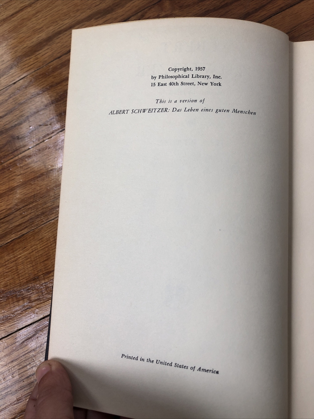 Vintage The story of his life Albert Schweitzer Philosophical library 1957 JEAN