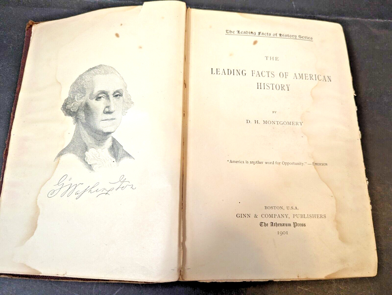 Antique 1901 „Leading Facts of American History“ D.H. Montgomery Ginn & Co.