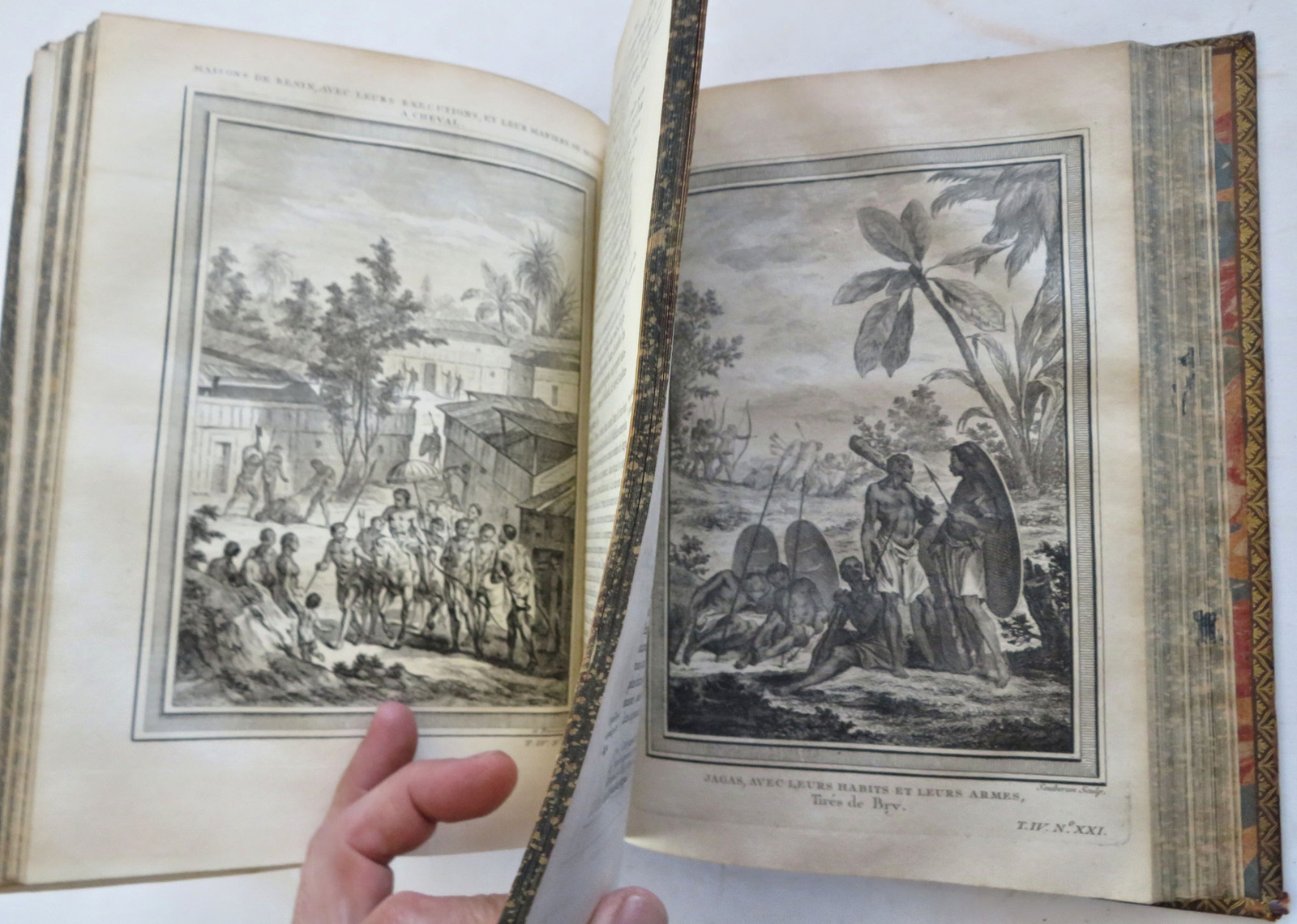 West Africa Ivory Coast Exploration History Voyages 1747 leather book 35 plates
