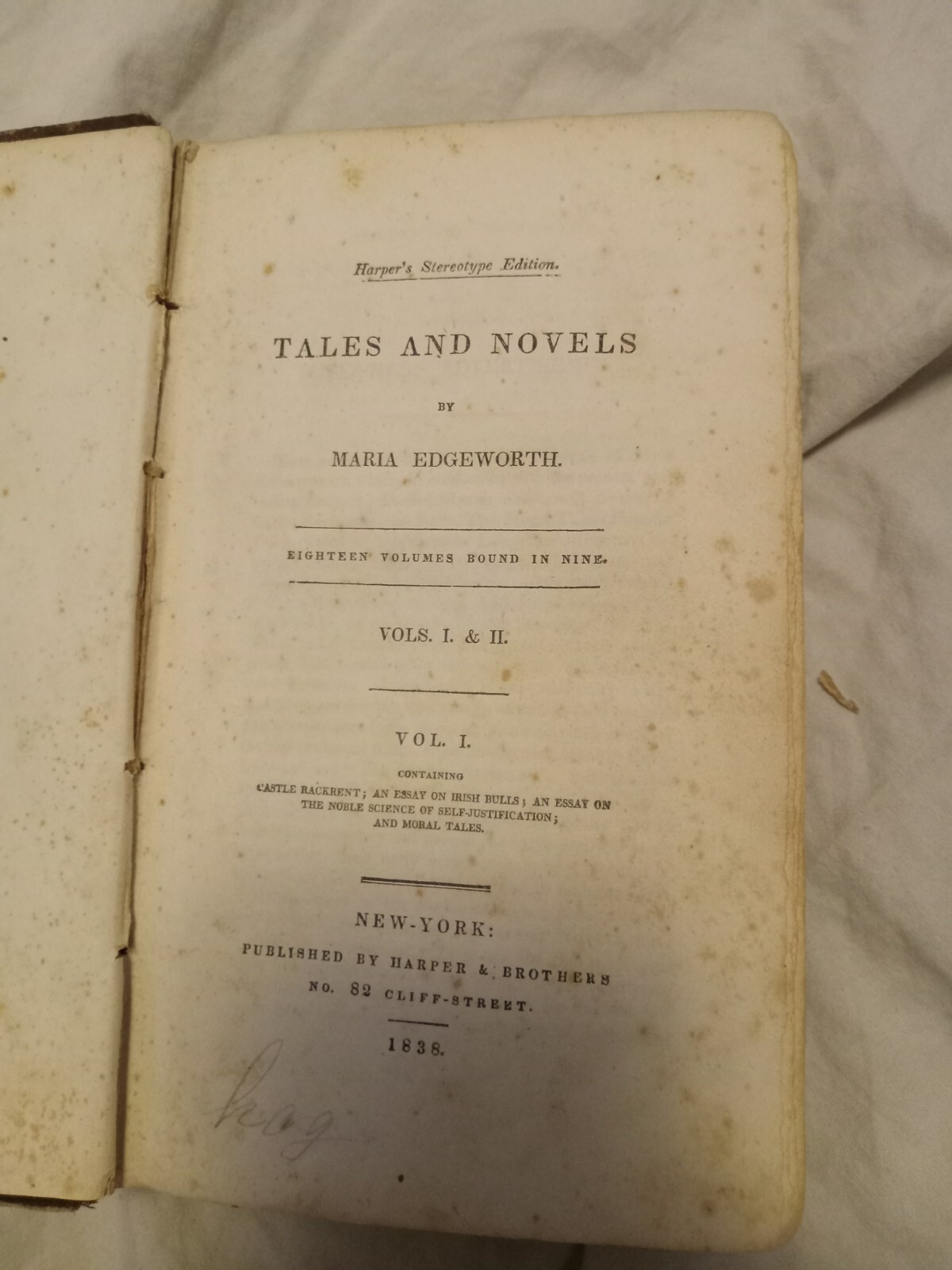 Tales And Novels Maria Edgeworth 1838 Vol 1