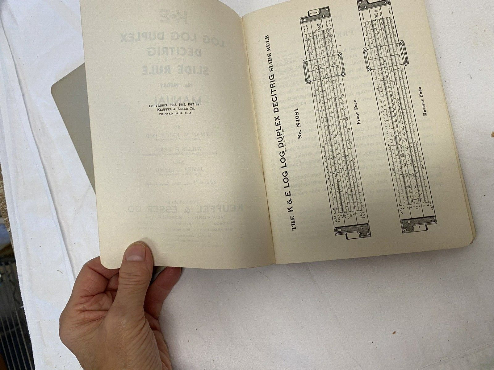 VTG 1939 & 1947 K&E LOG LOG DUPLEX SLIDE RULE MANUAL Book Keuffel & Esser Vector