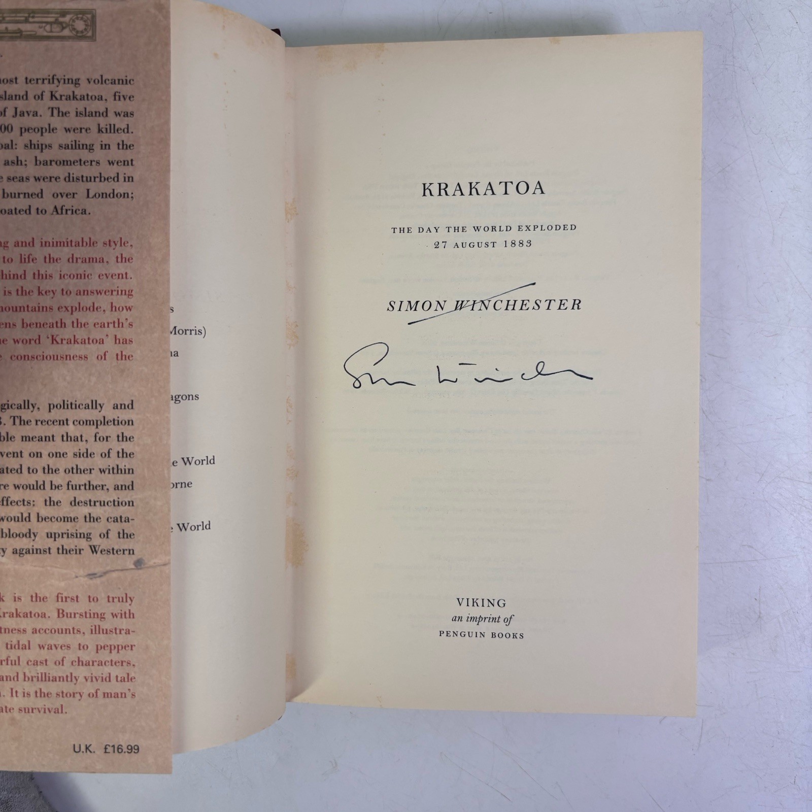SIGNED Krakatoa: The Day the World Exploded Winchester, Simon Hardback