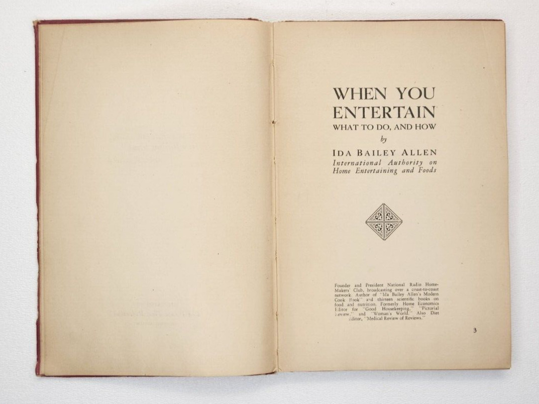 Vtg 1932 When You Entertain Ida Bailey Allen Coca-Cola HC Book Rare Advertise