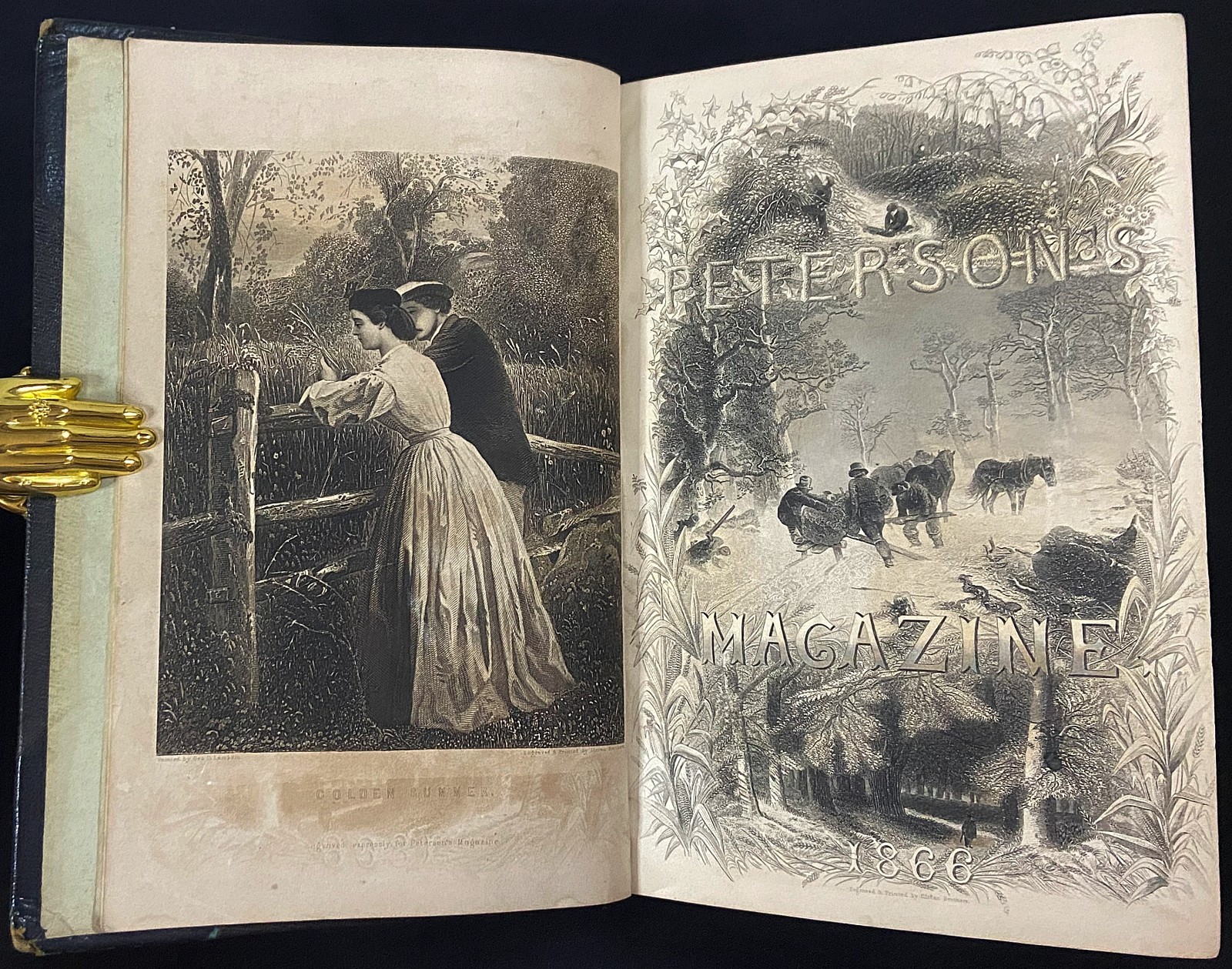 1866 PETERSON’S MAGAZINE Victorian Fashion 11 HAND COLORED PLATES Antique Book