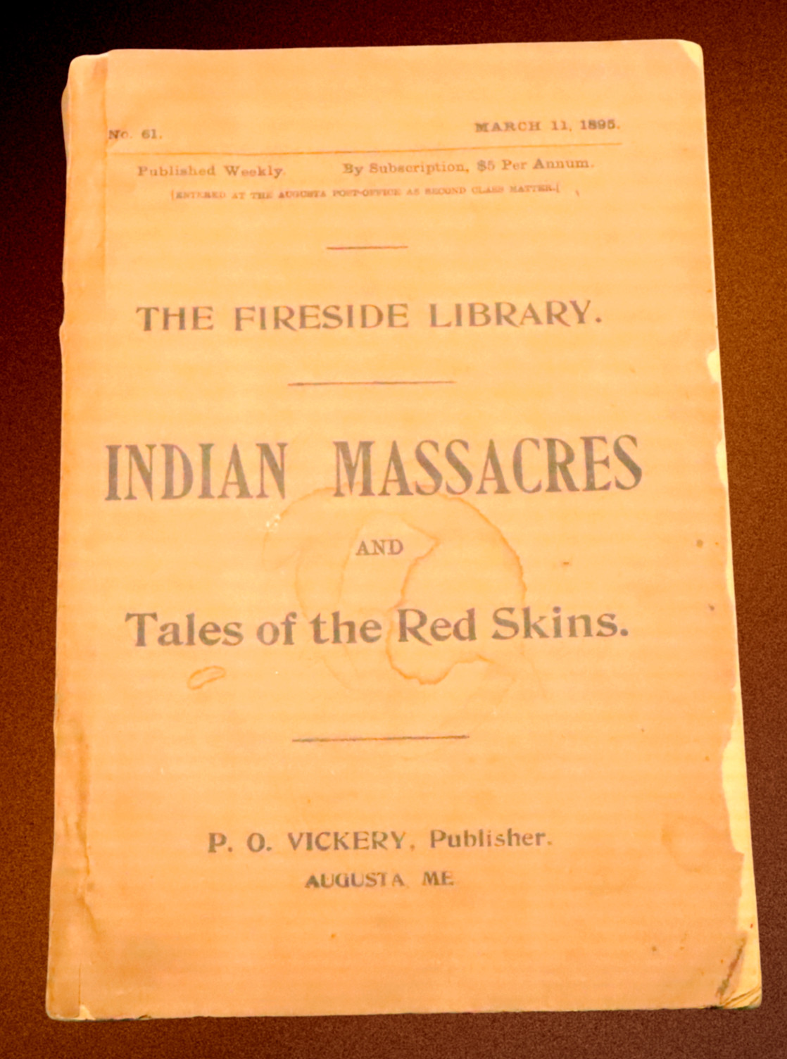 Old Native American Book 1895 Indian Massacres Fireside Library Edition Rare