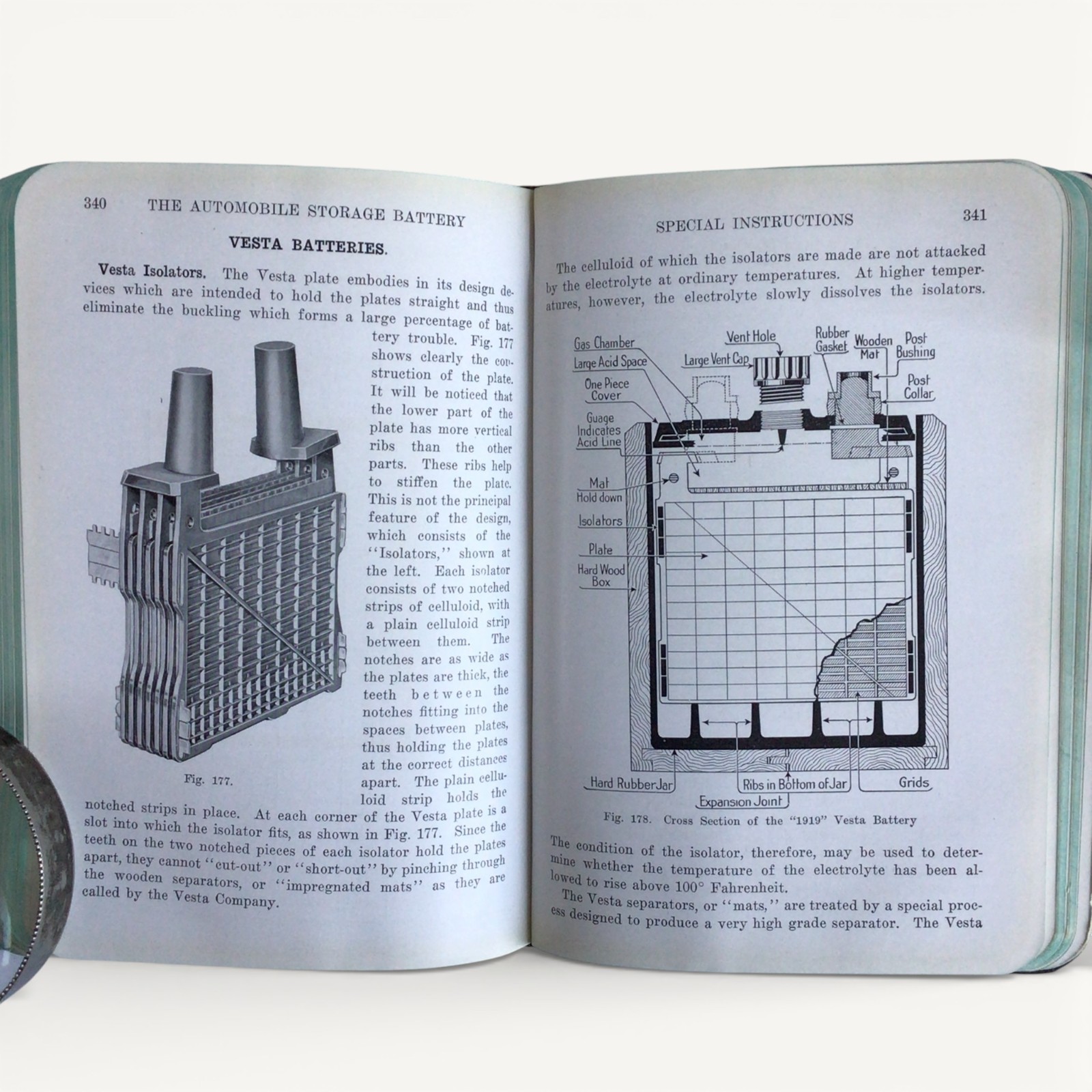 1920 Automobile Storage Battery Care Repair Witte Book Leather Cover Illustrated
