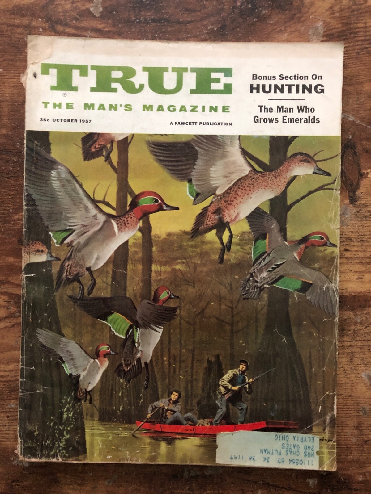 Vintage TRUE Mans Magazine October 1957 MALLARD DUCKS Hunting PIN-UP GIRLS nude
