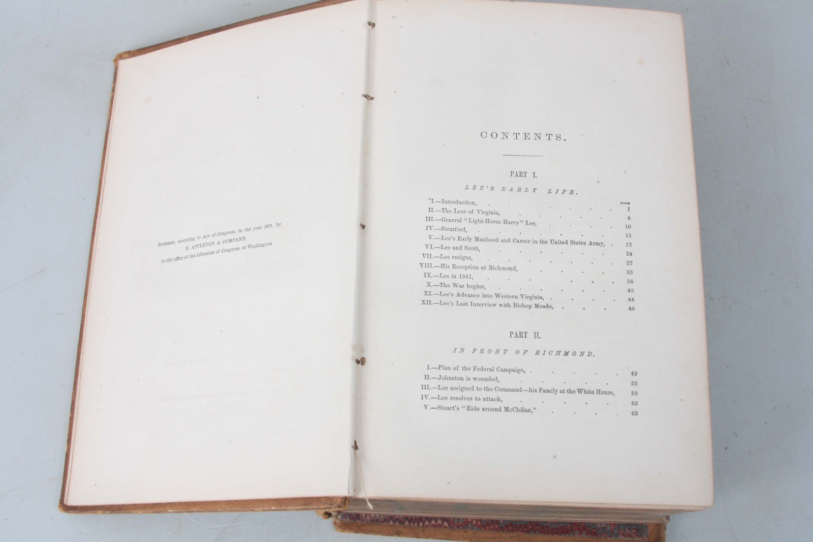 1871 A LIFE OF GEN. ROBERT E. LEE John Esten Cooke CIVIL WAR covers worn AS IS