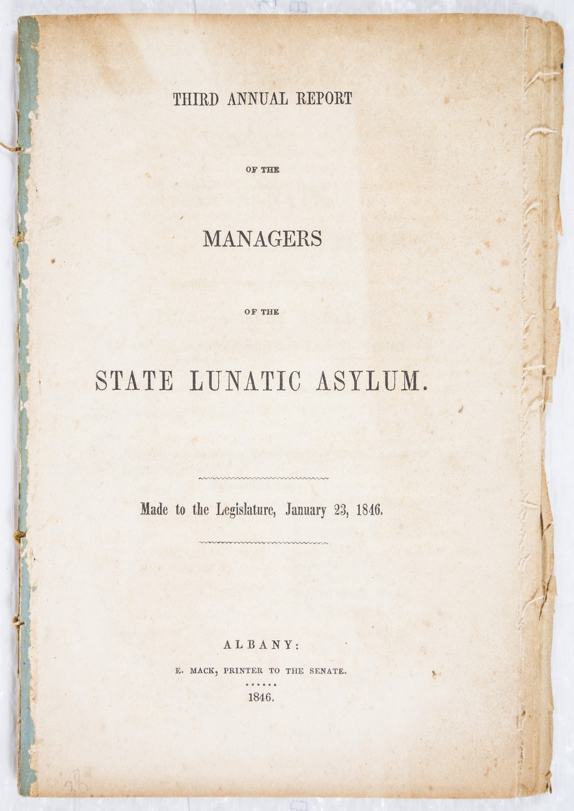 1846 UTICA NEW YORK STATE LUNATIC ASYLUM REPORT 61pgs 8.5×6.5 Read B704