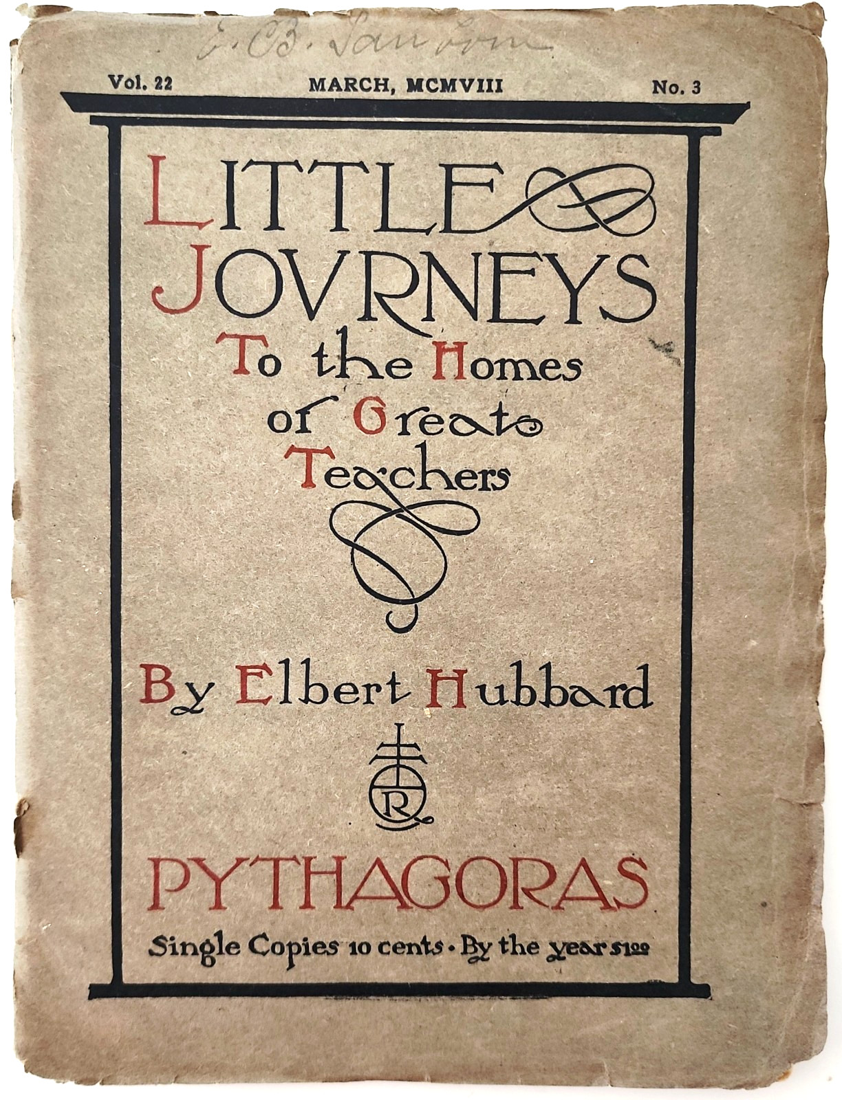 1908 Pythagoras Elbert Hubbard Roycroft Little Journeys Philosophy PB Book