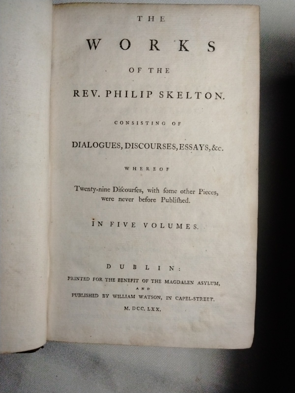 The Works of Rev.Philip Skelton. 6 Volume Set. HC. 1784