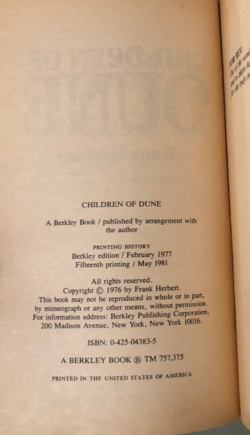 Children of Dune by Frank Herbert (1981, Paperback)