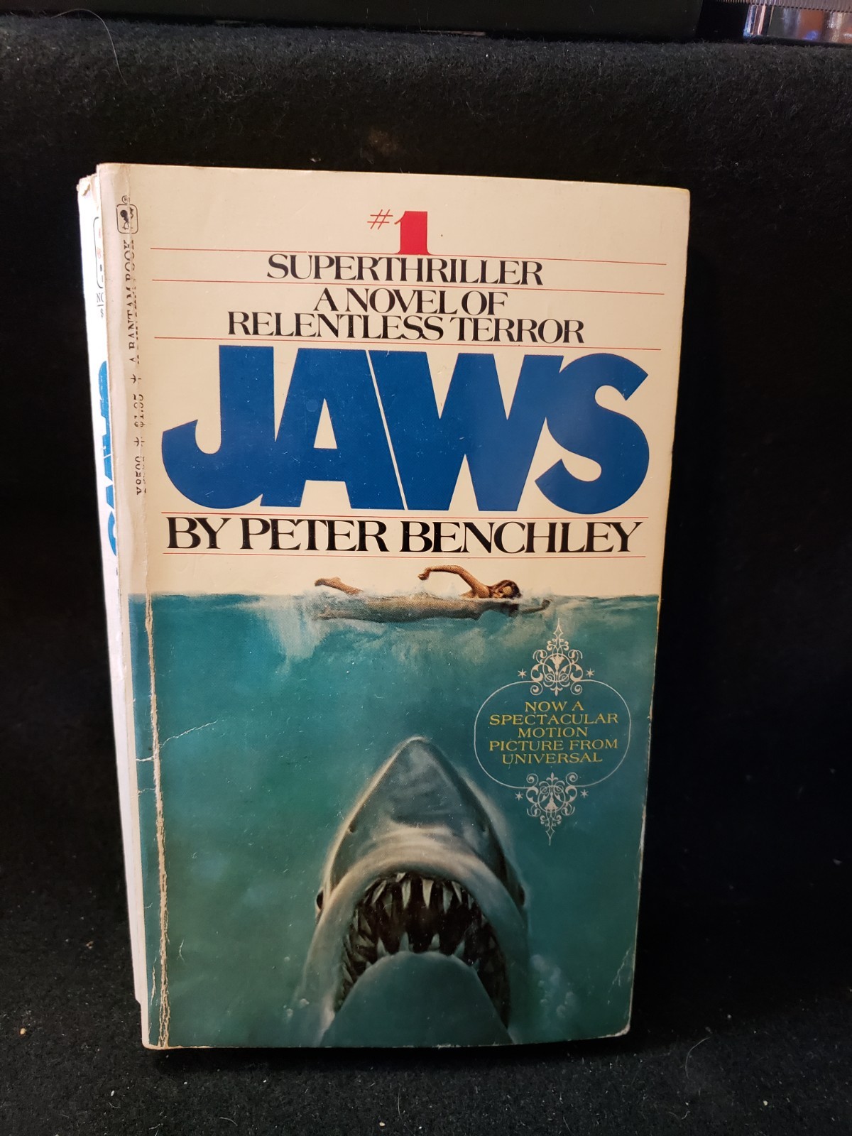 Jaws by Peter Benchley 1975 14th Paperback Edition, Bantam Vintage