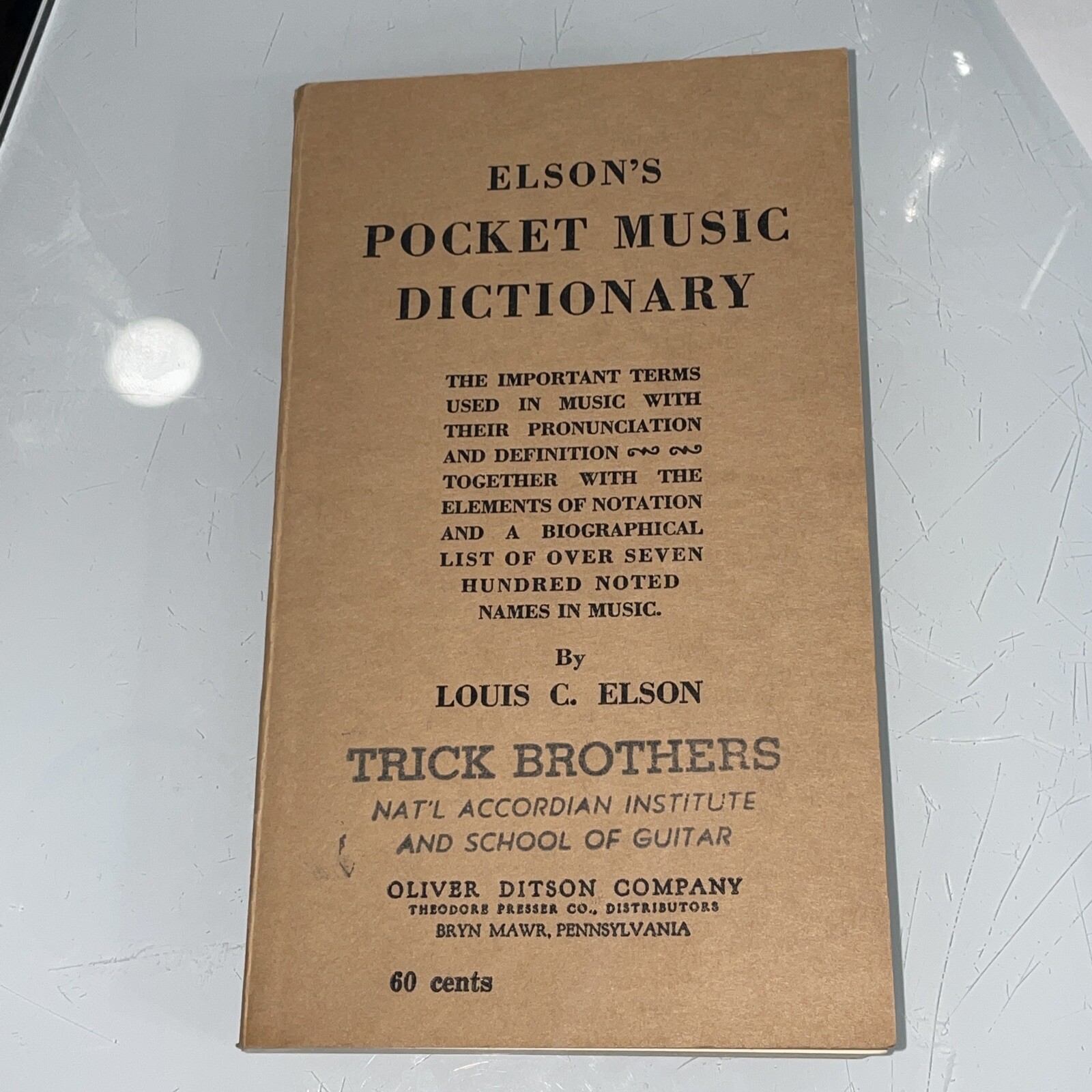 1909 Elson’s Pocket Music Dictionary Louis C. Elson, Oliver Ditson Co. Vintage *