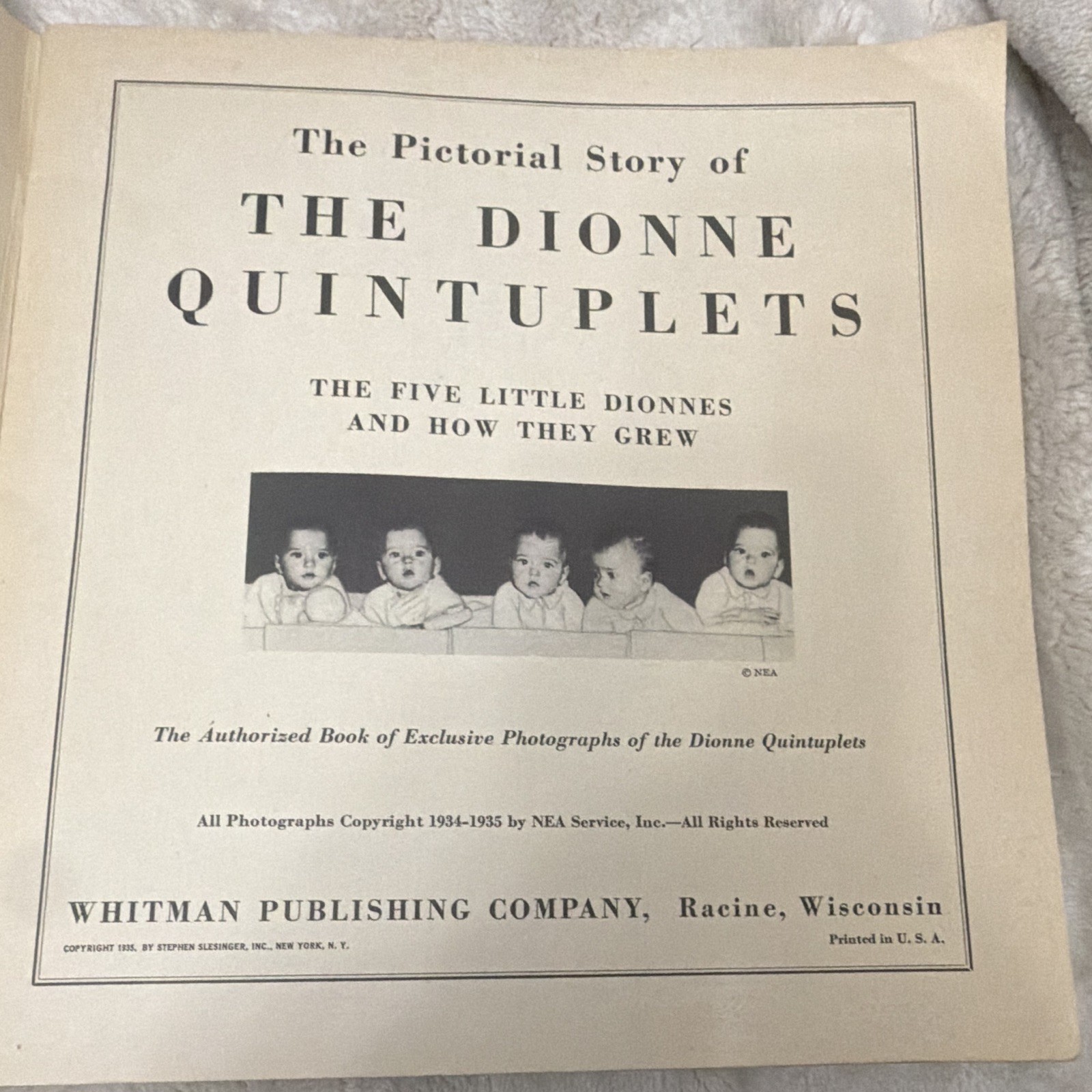 Whitman The Pictorial Story of the Dionne Quintuplets Softcover Illus 1935