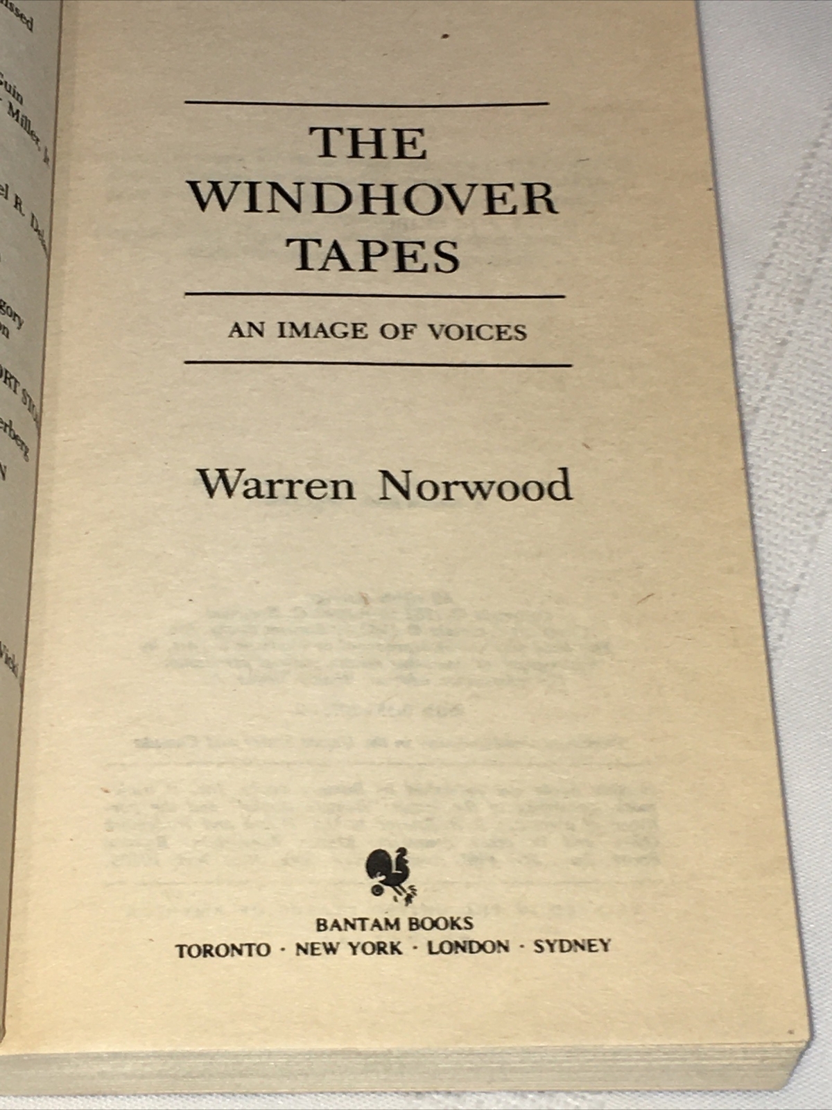 1982 First Edition First Print The Windhover Tapes Warren Norwood Very Good