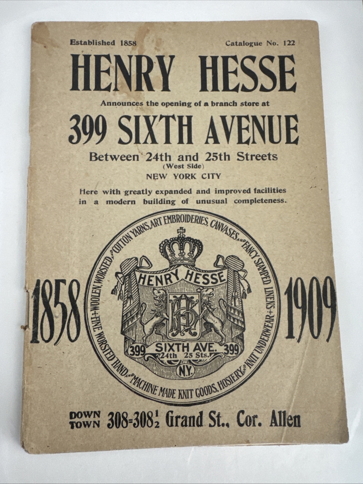Book – Henry Hesse 1908 Catalogue of Handwork Items and Supplies