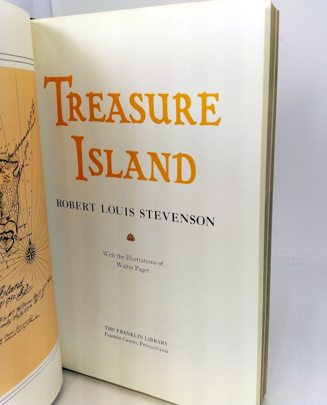Franklin Library 1981 Treasure Island Stevenson Leatherette 3 Hubs Gilt Like New