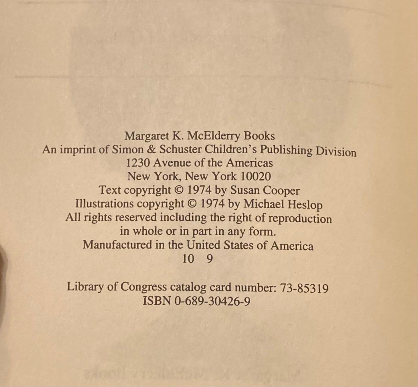 Susan Cooper / Greenwitch 1st Edition 1st Printing Hardcover McElderry 1974