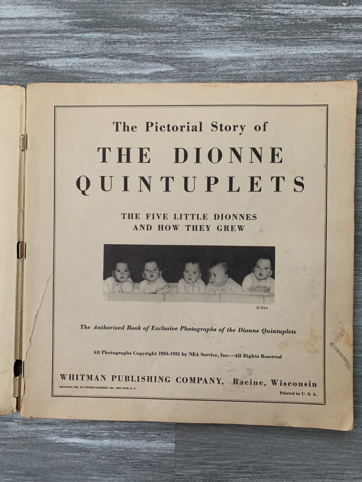 1935 STORY OF THE DIONNE QUINTUPLETS Whitman #937 Exclusive NEA Photographs