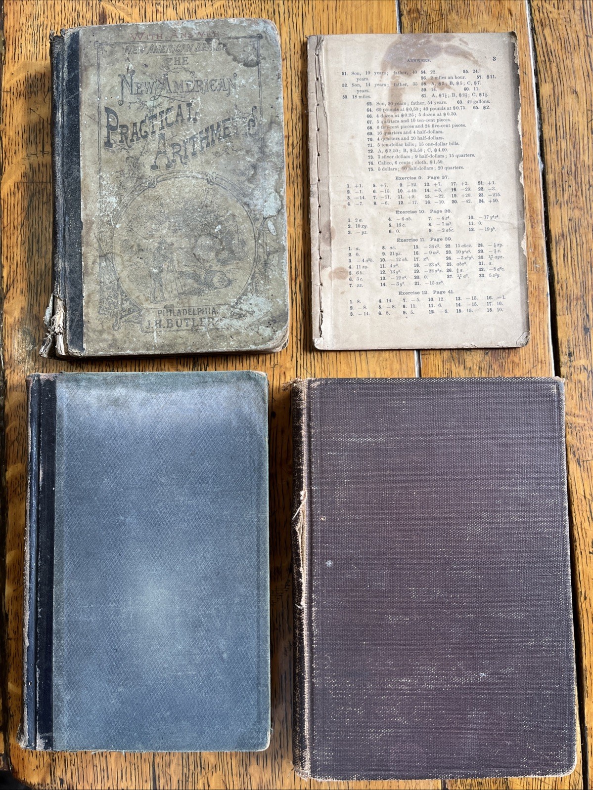 Antique Algebra Schoolbooks Classroom Lot of 3, Schuyler, 1870, Wells, 1897,1877