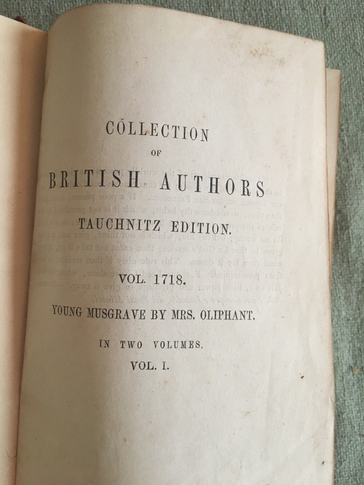 Young Musgrave by Mrs. Oliphant 1878 Collection Of British Authors Tauchnitz Ed