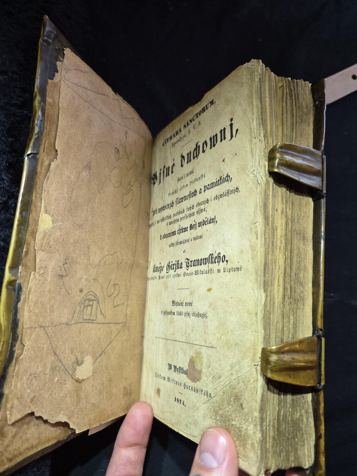 1874 Cithara Sanctorum METAL BINDING Czech Language